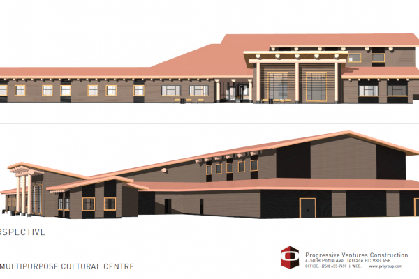 New multi-purpose cultural building to come; design rendering—Lower Post